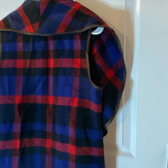 Women’s Blue, Red, Black Plaid Medium Vest - Picture 7 of 10